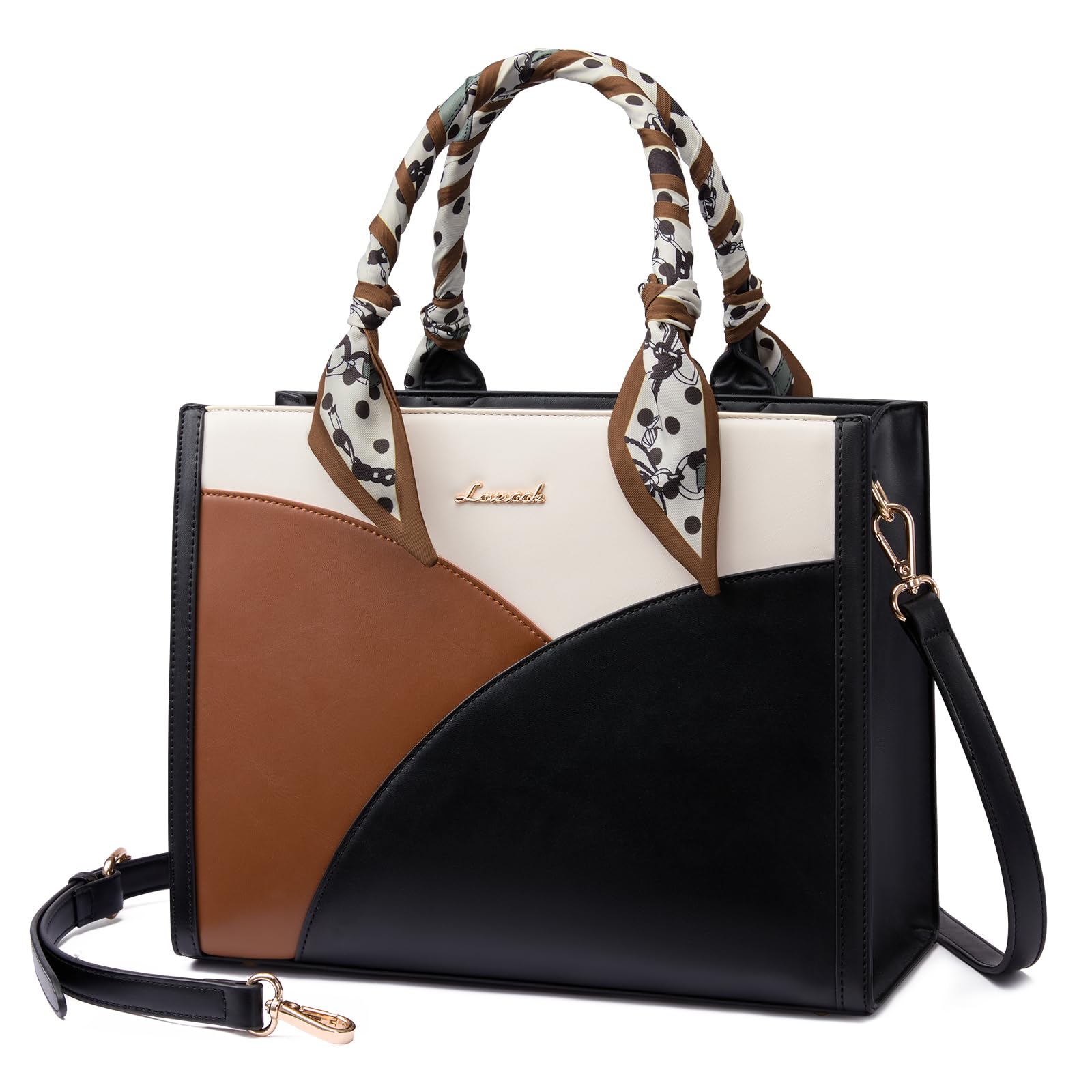 LOVEVOOK Purses and Handbags for Women, PU Leather Tote Shoulder Purse with Scarves, Satchel Top Handle Bags with Strap