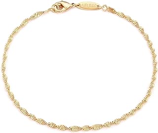 MEVECCO Gold Beaded Bracelets,18K Gold Plated Handmade Cute Satellite Diamond Cut Oval and Round Beads Rope Chain Dainty B...
