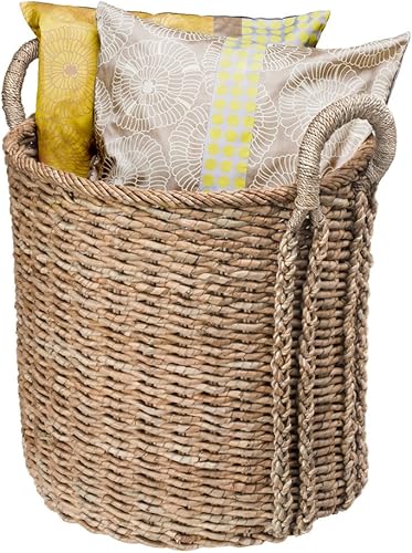 Miniatura 3 de KOUBOO 1060038 Cesta redonda grande de hierba marina, 20 x 20 x 24 pulgadas, marrón