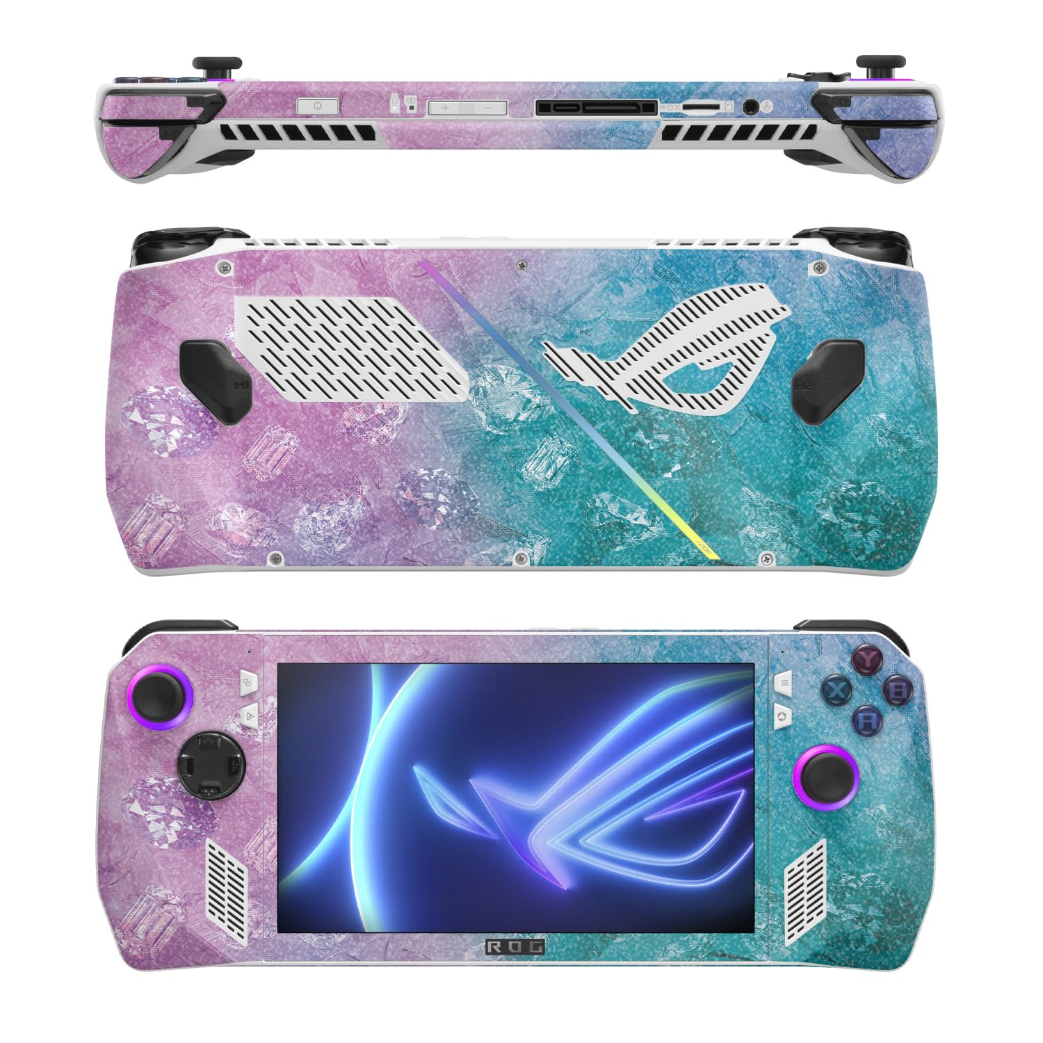 MightySkins Glossy Glitter Skin Compatible with Asus ROG Ally - Diamond Grunge | Protective, Durable High-Gloss Glitter Finish | Easy to Apply