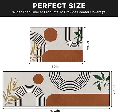 Miniatura 2 de Juego de 2 alfombras y tapetes de cocina bohemios de mediados de siglo para el hogar, antideslizantes, lavables, tapetes bohemios para piso,