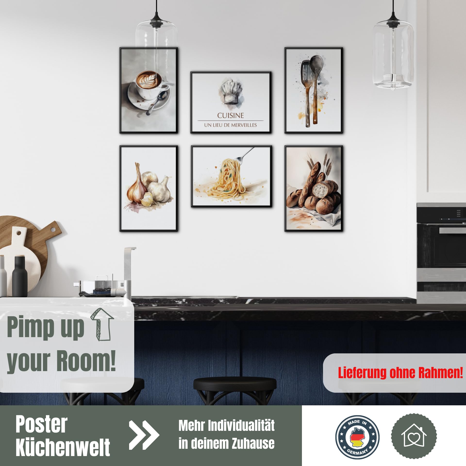 Kaffee Poster Set A4 - 4 Retro Küchenbilder Für Kaffee-Liebhaber