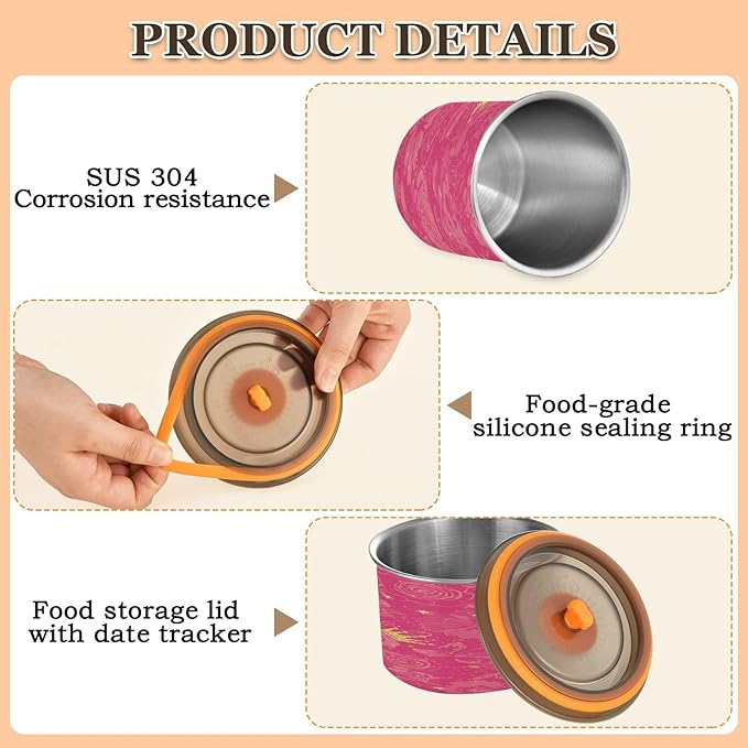 Coffee Canister Hot Pink Floral Airtight Stainless Steel 17 OZ miniatura 5