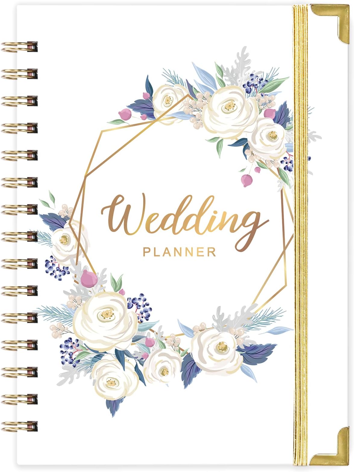 Tullofa Wedding Planner - Wedding Planner Book and Organizer for The Bride with 5 Tabbed Sections, 6.5" x 8.75", Hardcover with Metal Corner + 5 Inner Pocket + Sticker + Notes Pages - Purple White