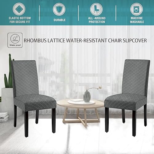 Miniatura 10 de Juego de 4 fundas impermeables para sillas de comedor extragrandes (color gris claro, juego de 4 XL))