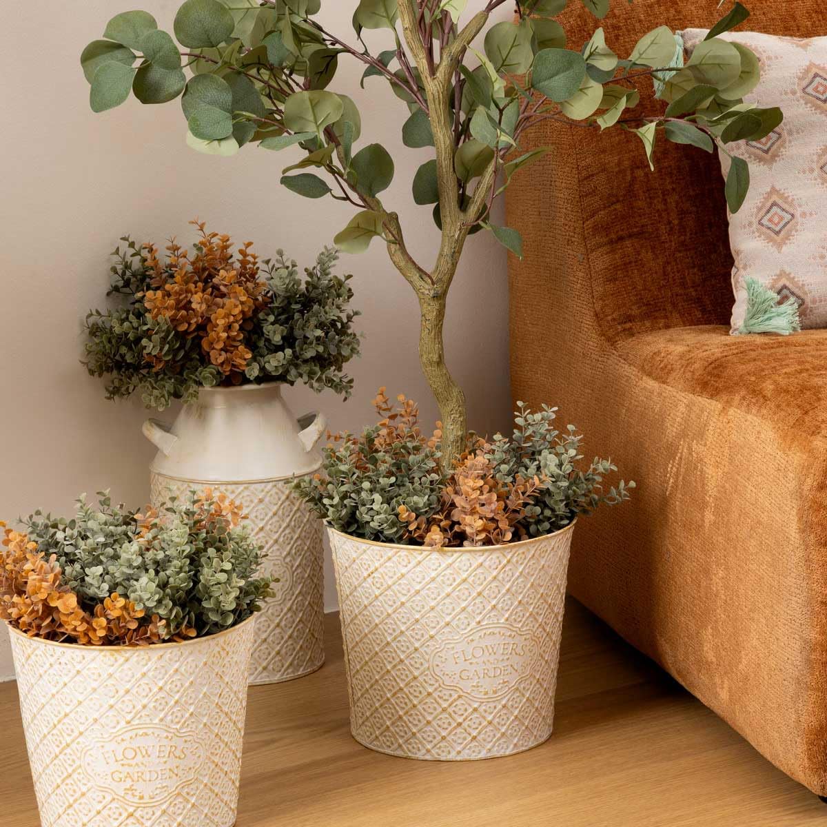 Atmosphera Créateur d'intérieur - Lot de 2 Cache-Pots en Métal Tino 22cm Blanc