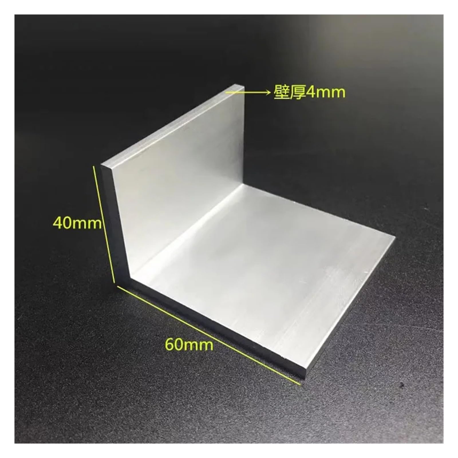 Perfil triangular de aleación de aluminio en forma de L, serie 6063, 40 x 60 mm, for bricolaje(40x60x thick 4mm-490mm 2Pcs)