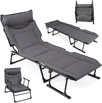 SPOTRAVEL Folding Camping Bed, Heavy Duty Camp Cot 180 x 67.5 x 37cm