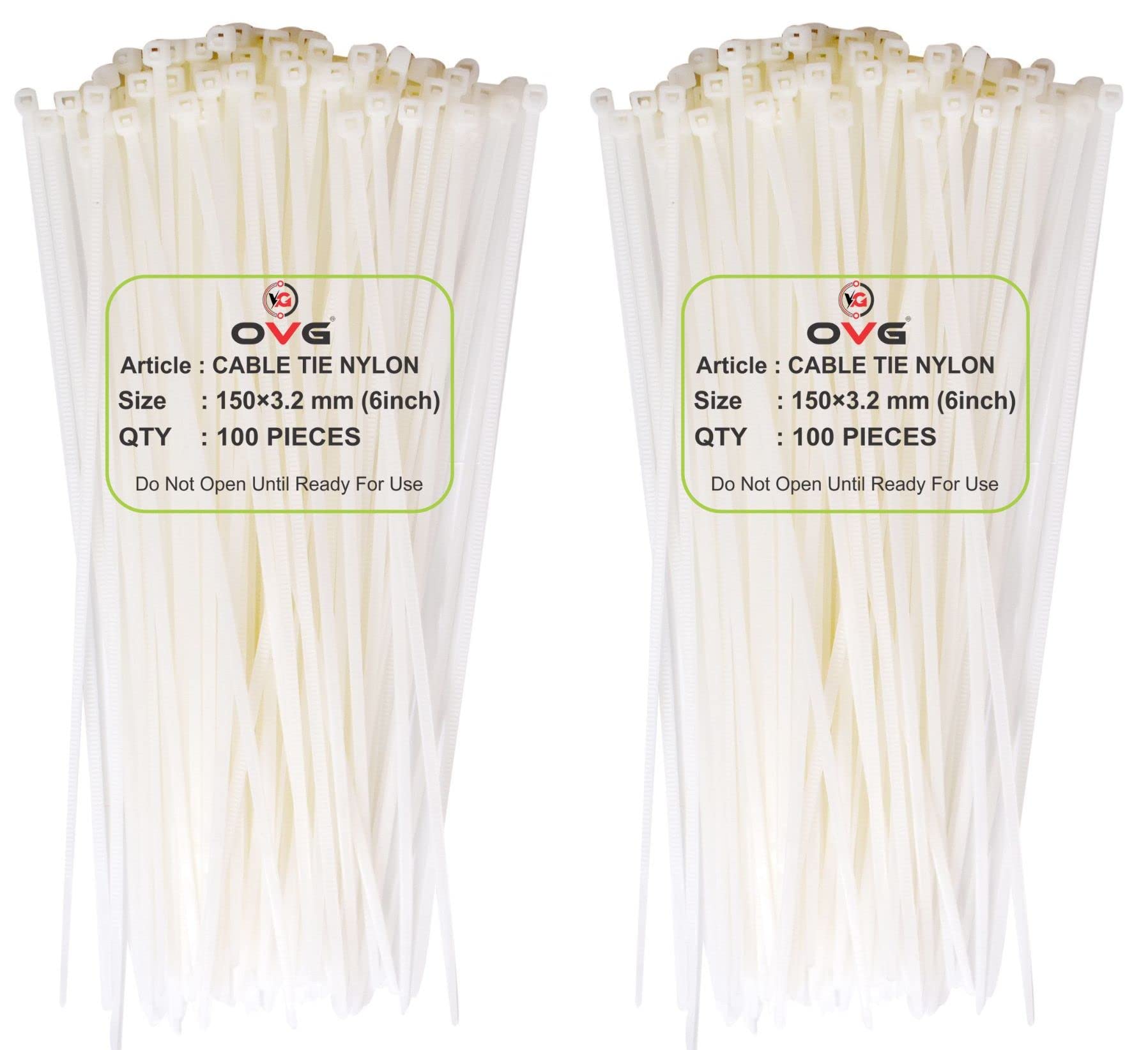 OVG Nylon Self Locking Cable Ties, White (150 mm × 3.2 mm, 6 Inch, Pack of 200 Pcs) Heavy Duty Strong Zip Ties Teeth Grip Fastener Organizer Tie (200, 6 inch 150mm × 3.2mm) (B0BX789H5Y) Amazon Price History, Amazon Price Tracker