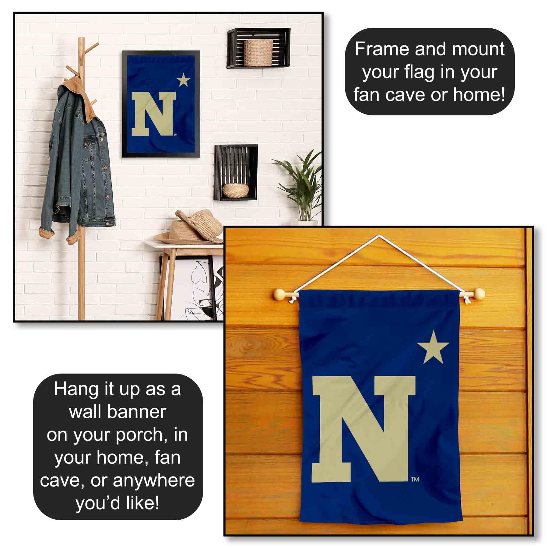 US Navy N-Star Garden Flag - Officially Licensed 13"x18" Double-Sided Polyester Yard Banner