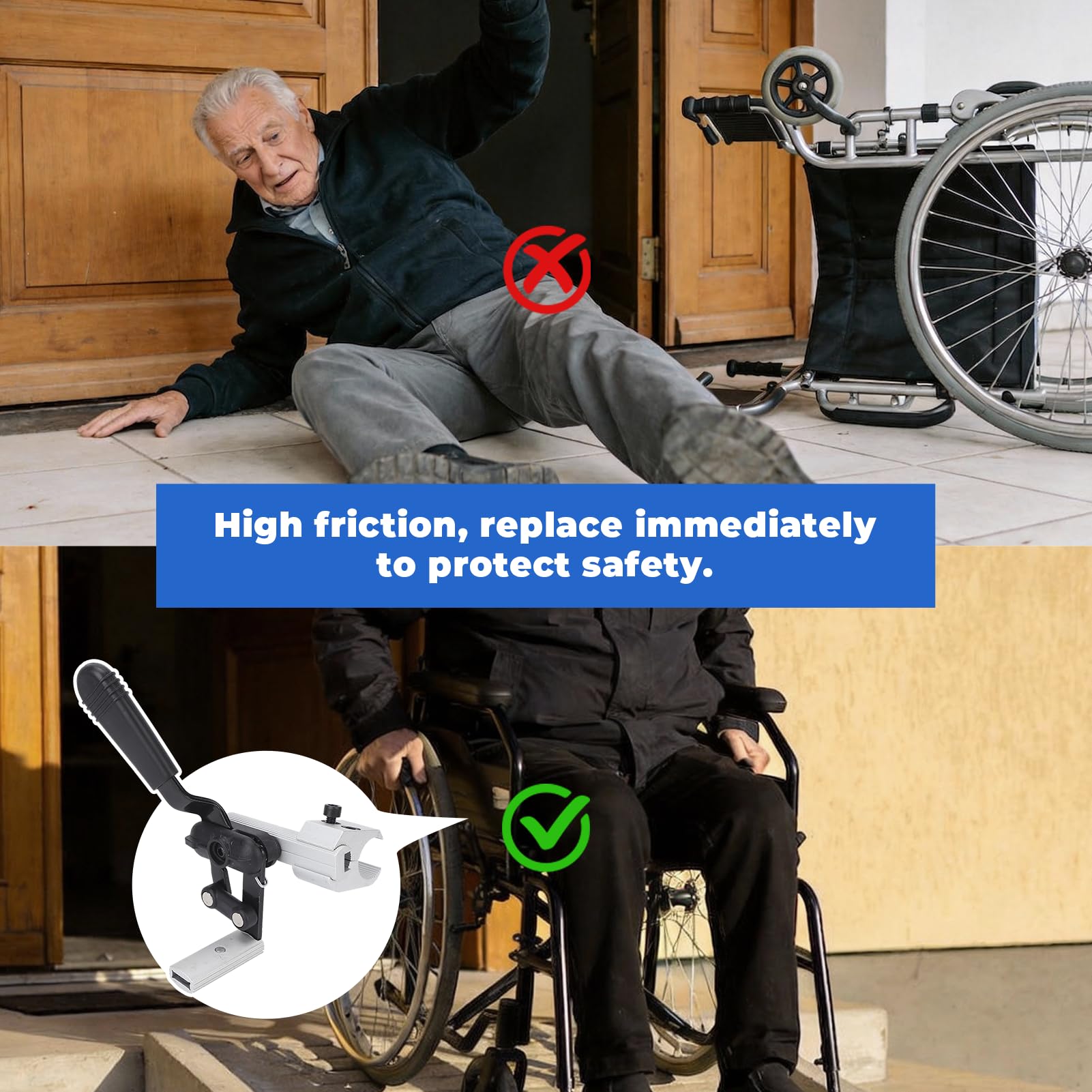 Freno di stazionamento per sedia a rotelle, parti di ricambio per sedia a rotelle, freno a mano sensibile, accessorio stabilizzante per sedia a rotelle (sinistra e destra)