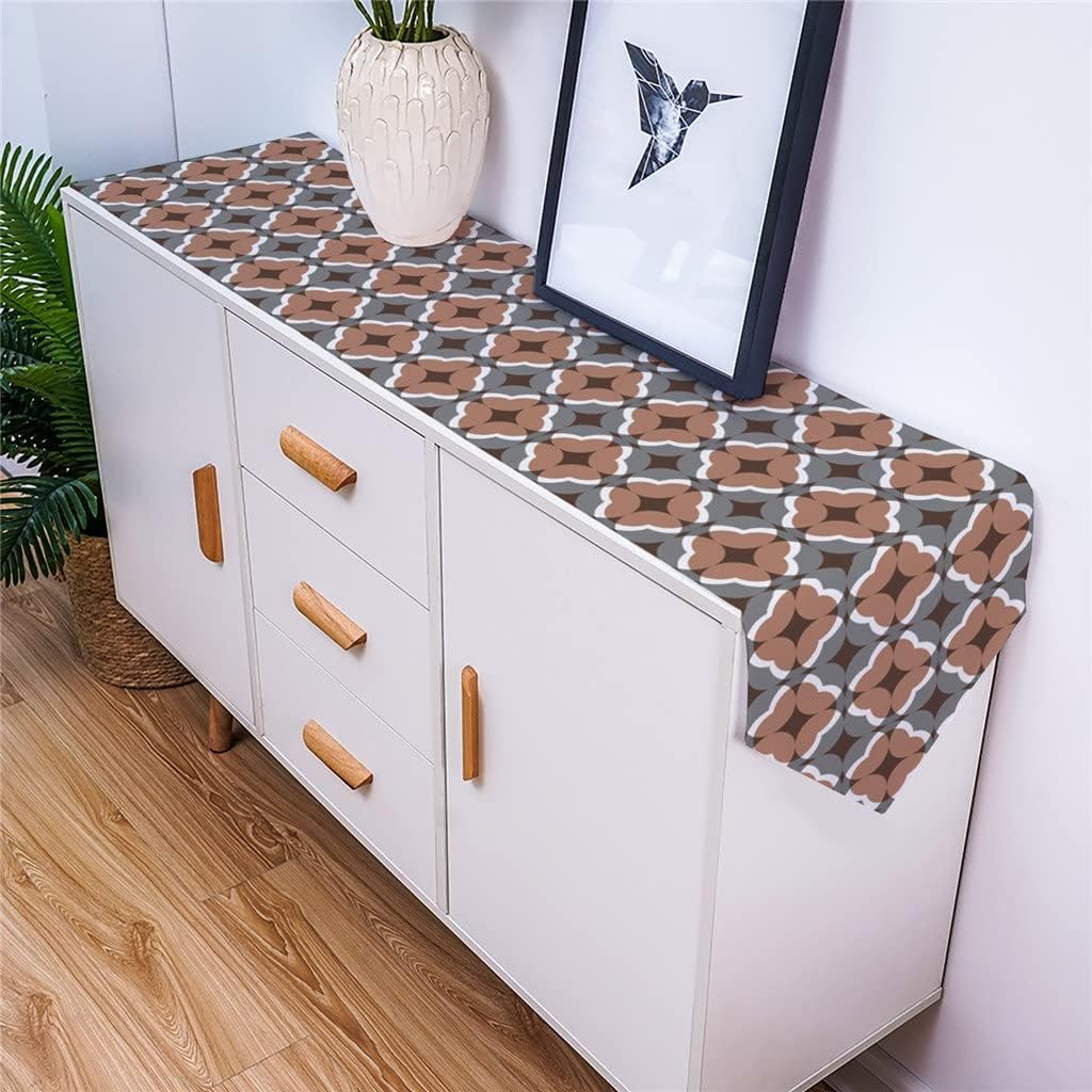 Geometric Figures Texture Brown Table Runners Holiday Wedding Decor Dinning Table Cover Christmas Decorations Table Cloth(41x183cm)