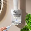 Automatic Toothpaste Dispenser, Bathroom Electric Toothpaste Squeezer with Sensor and Adjustable Toothpaste Dispensing Volume Knob, Wall Mounted Toothpaste Dispenser for Kid & Adult White