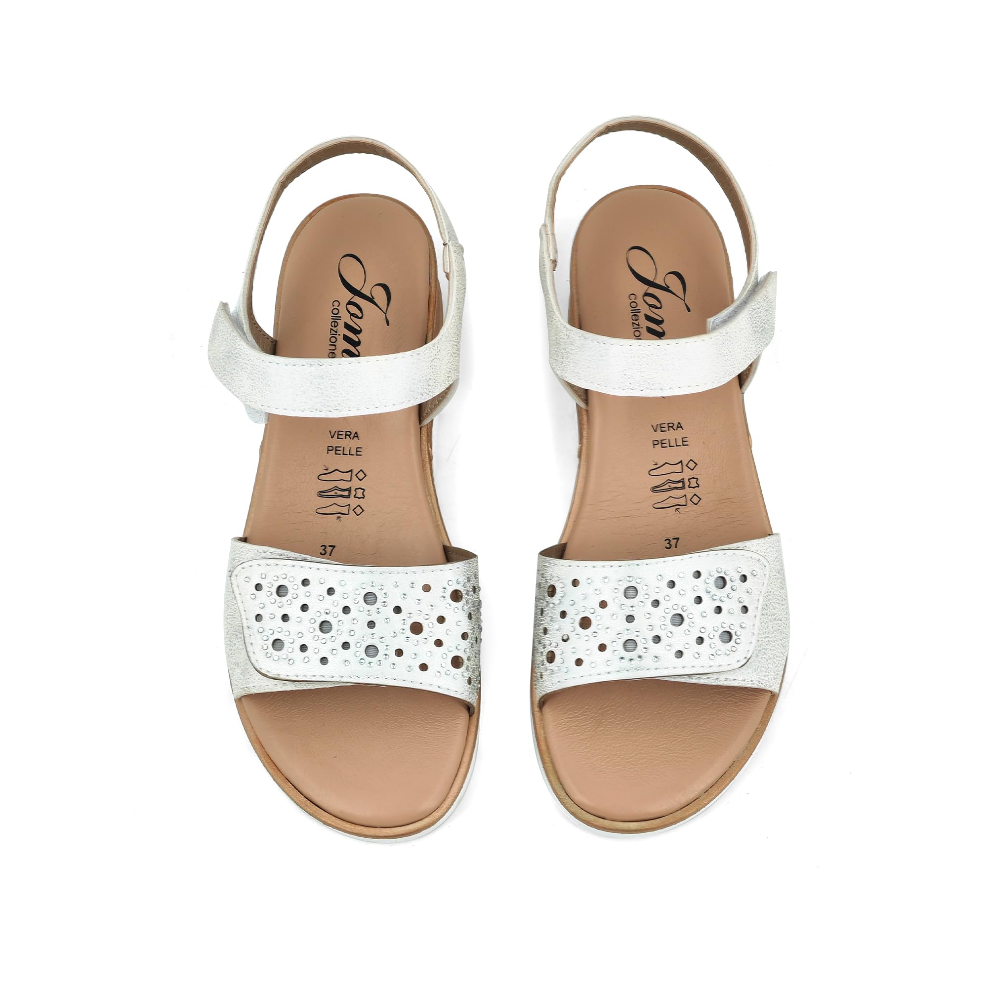 JOMIX Sandalias Mujer Verano con Banda Ajustable Fabricadas en Italia Sandalias Cuña Mujer con Plantilla de Piel Auténtica