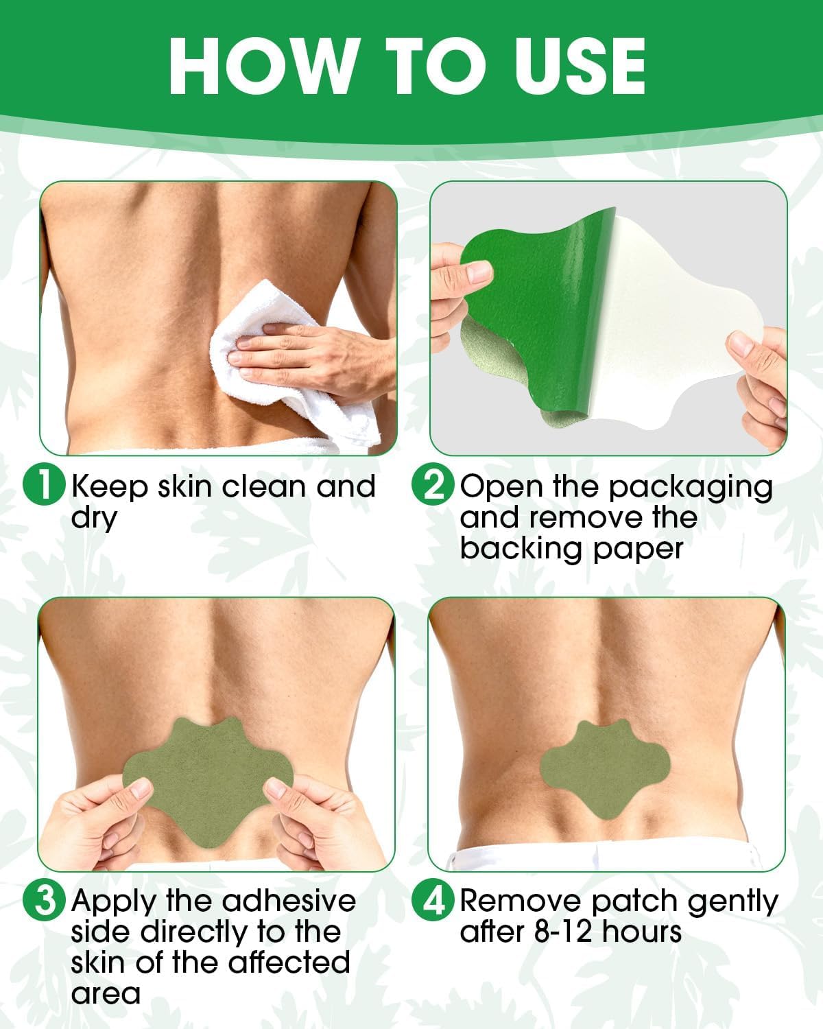 HOOPOES Back Pain Relief Patches | Fast Acting Herbal Patch for Lower & Upper Back Pain, Muscle Strain & Sciatica Support | Hot & Cold Therapy | Long Lasting 8–12 Hours | Easy Peel & Stick (10 Patches) — Amazon image 3