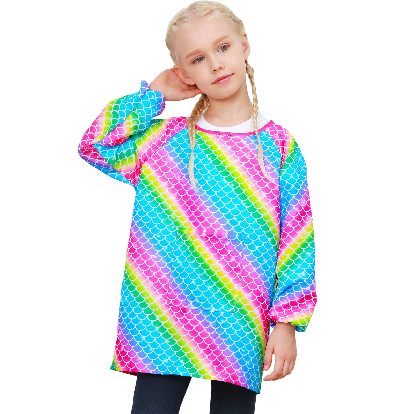 Kids Art Smocks for Painting, Waterproof Artist Rainbow Unicorn Aprons Paint Smocks Toddler Apron Smock for Child 3-12 Years