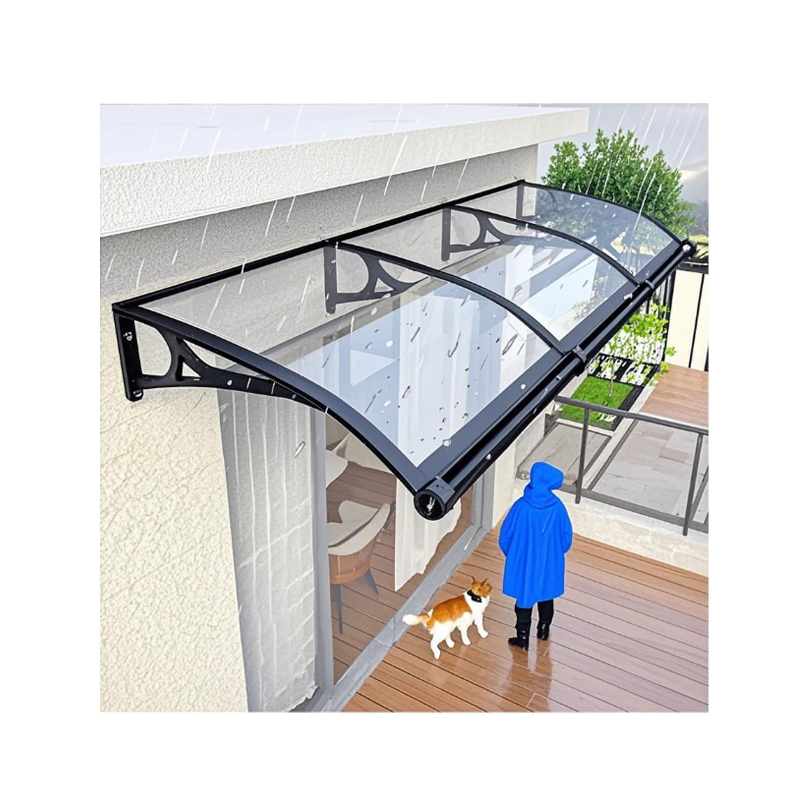 Auvent d'extérieur coupe-vent évite la pluie sur le porche et entrée de jardin