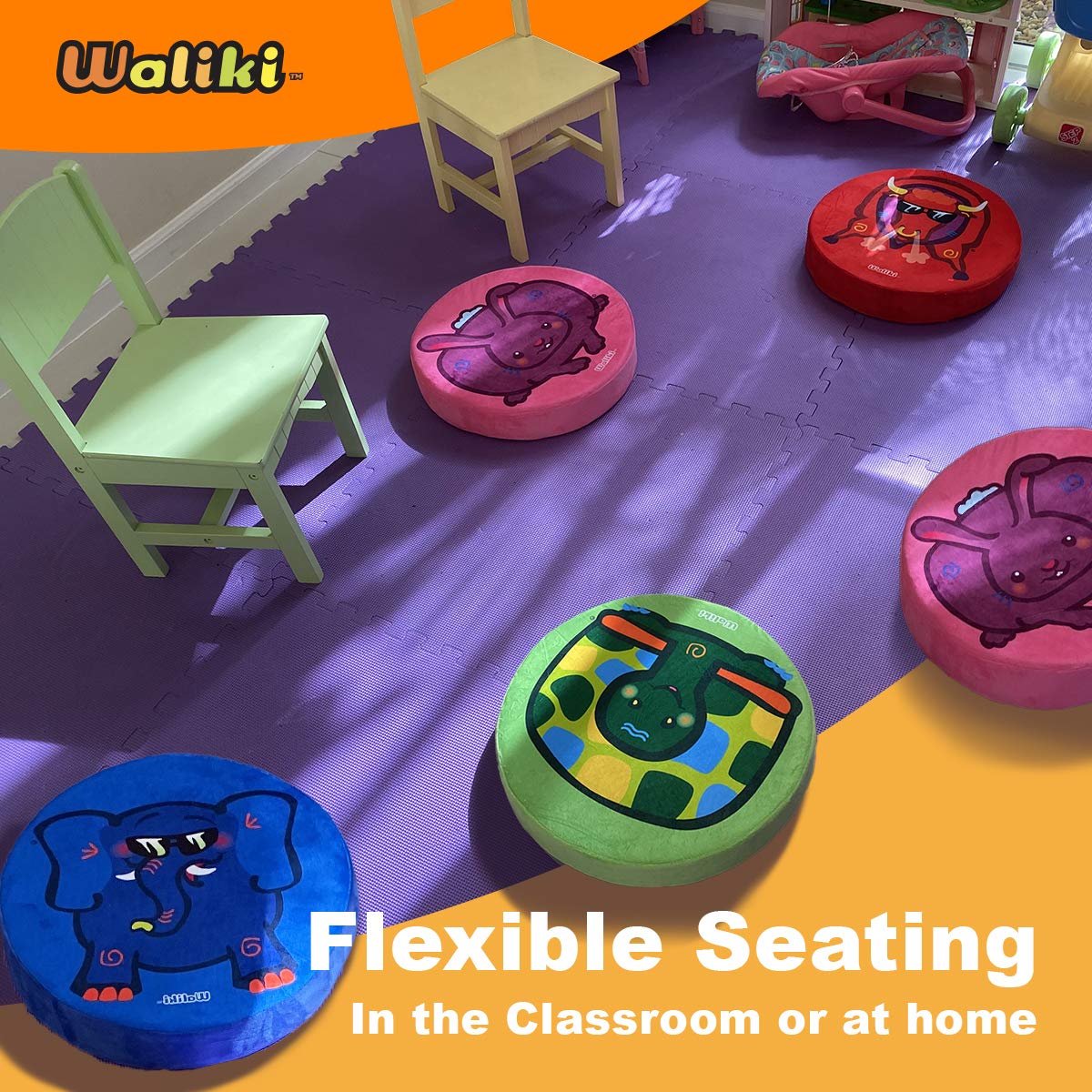 WALIKI Round Children Floor Cushions, Alternative Classroom Seating | Sponge Disc Seats | 15"/40CM | Pack of 4 - Image 7