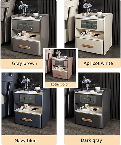 Miniatura 4 de Mesita de noche con estación de carga, mesita de noche con almacenamiento, mesitas de noche inteligentes, altavoz, puerto USB y 3 luces LED, mesa