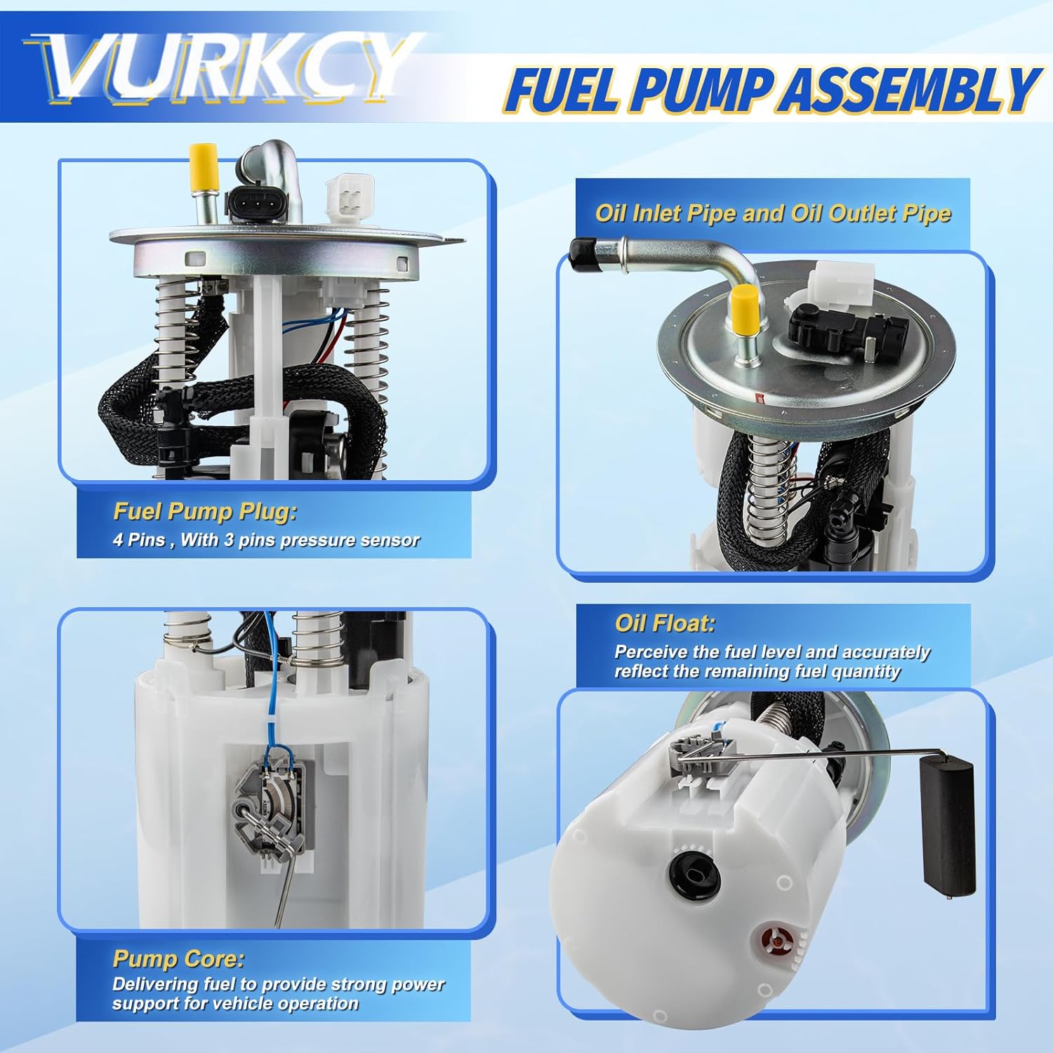 Electric Fuel Pump Module Assembly Compatible with 2005-2007 GMC Envoy & Chevrolet SSR/Trailblazer, 2005-2007 Buick Rainier/Isuzu Ascender/Saab 9-7x, 4.2L 5.3L 6.0L, Replace E3707M, FG0515 - Image 5