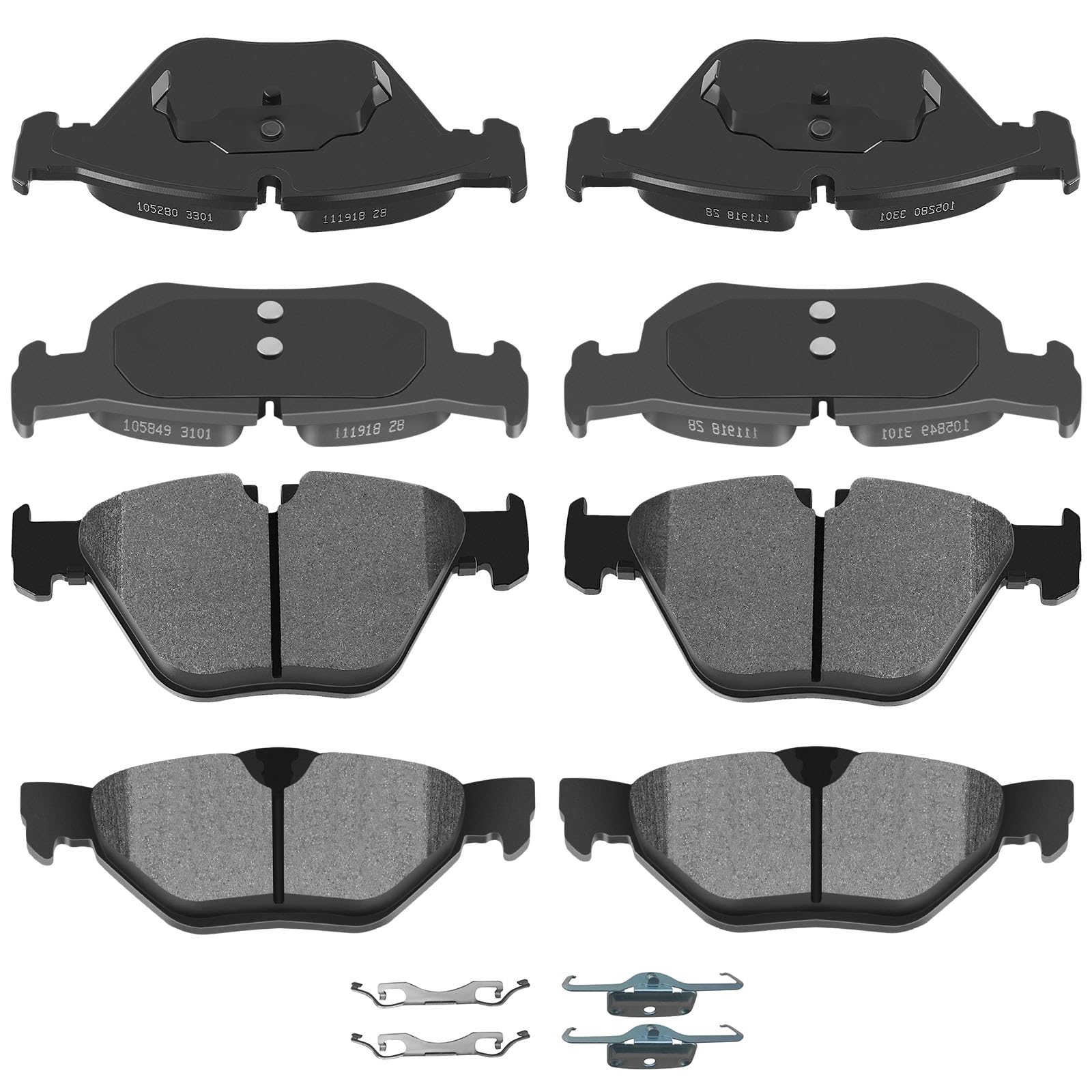 AUTOMUTO 8PCS Front &amp; Rear Semi-Metallic Disc Brake Pads Set D1267 D918