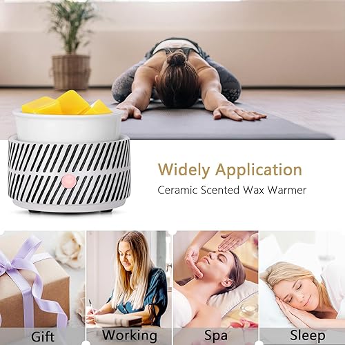 Miniatura 7 de Calentador eléctrico de cera perfumada, calentador de cera de cerámica para derretir velas, quemador de cera 3 en 1, calentador de fragancia para