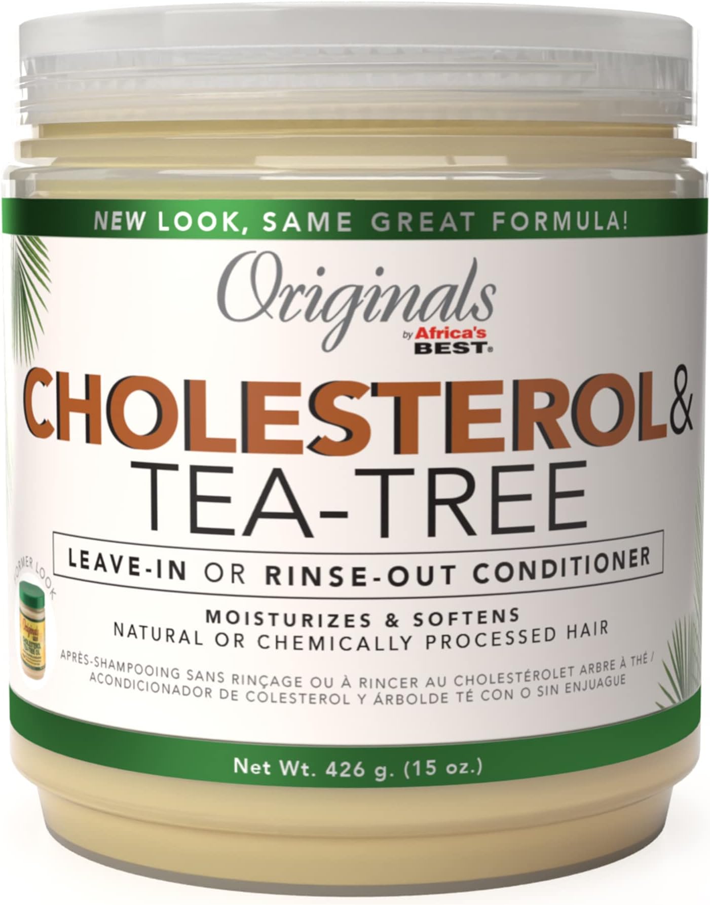 Originals by Africa's Best Cholesterol Tea Tree Oil, Rinse-Out Plus Leave in Conditioner, Repair and Revitalize Damaged, Dry, Overprocessed Hair, 15 oz