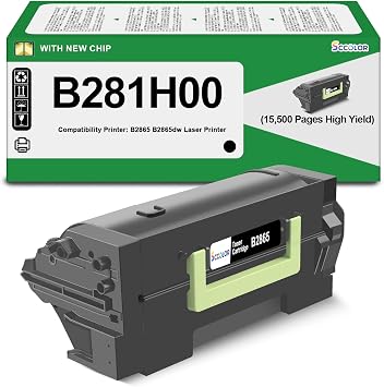 B2865 B281H00 Toner Cartridge High Yield 15,500 Pages Replacement for Lexmark B281H00 B2865 Black Toner Cartridge Compatible for Lexmark B2865 B2865dw Laser Printer