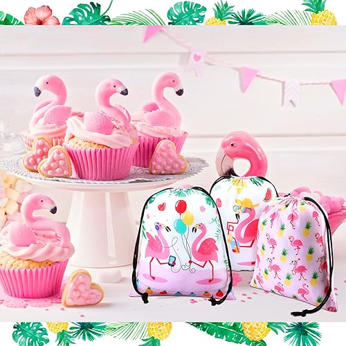 Miniatura 6 de 24 bolsas con cordón de flamenco, bolsa de regalo, bolsa de regalo de flamenco de verano, mochila con cordón de playa, mochila de cuerda rosa, bolsa