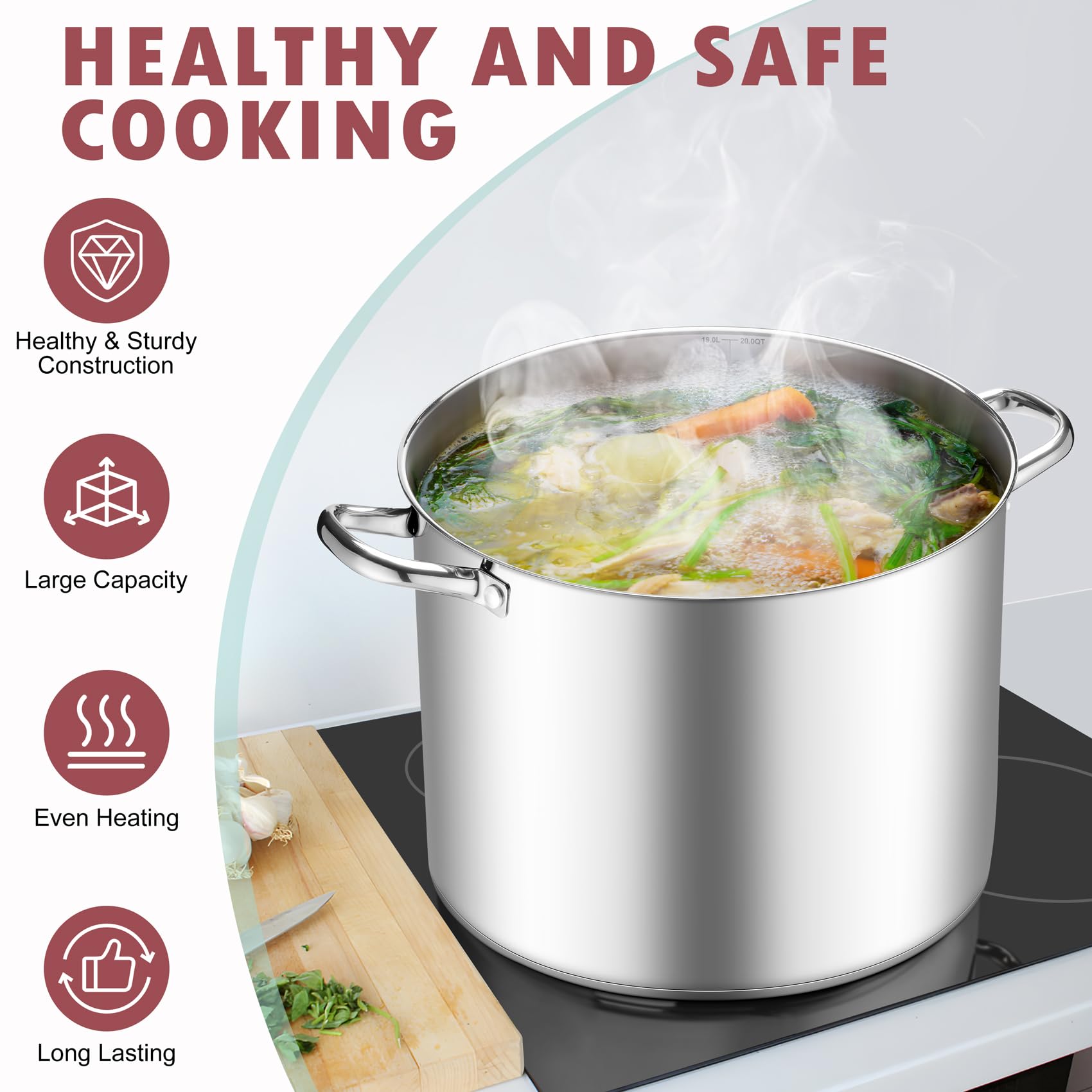 Amazon.com: TeamFar 20QT Stock Pot, Stainless Steel Stockpot Large