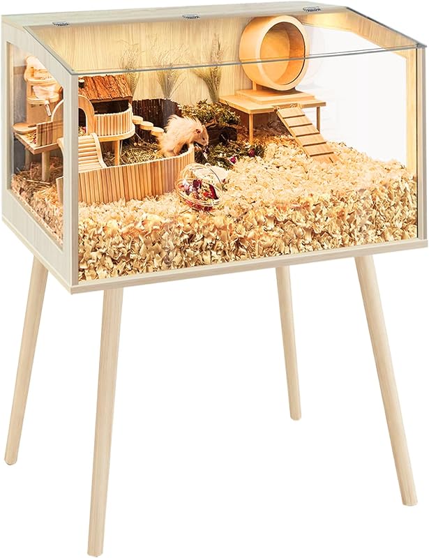 Jaula para hámster con patas, jaulas para cobayas a prueba de masticar, casa para hámster, jaulas y hábitats para hámster con diseño con cerradura, jaula para animales pequeños, 24 pulgadas de largo x 16 pulgadas de ancho x 40 pulgadas de alto