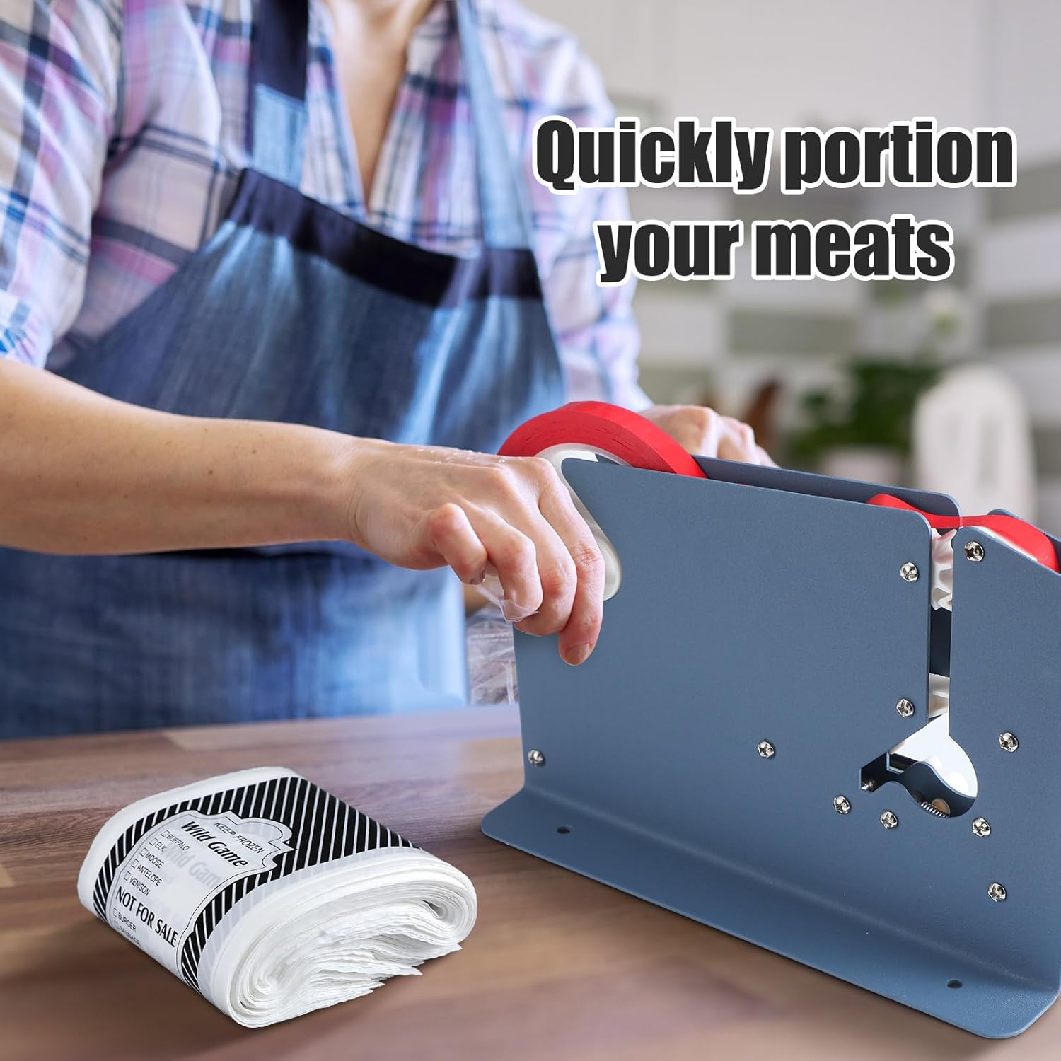 Pickmesh 300 Pcs Wild Game Meat Freezer Bags 1lb Ground Meat Bags with Tape Bag Sealer 2 Sealing Tape for Sausage Burger Packaging Processing Protecting from Freezer Burn