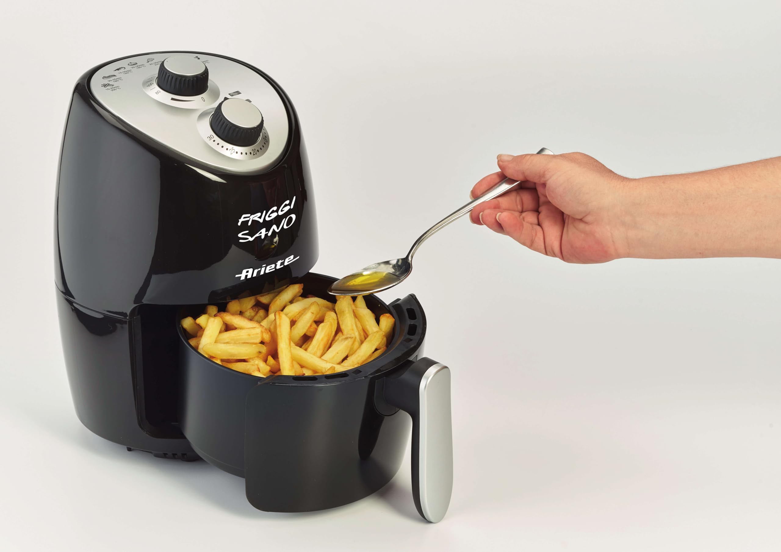 Ariete 4617, Airy Fryer Compact, Friggitrice Ad Aria, Capacità 2 L, 1000 W, Temperatura Max 200°C, Nero
