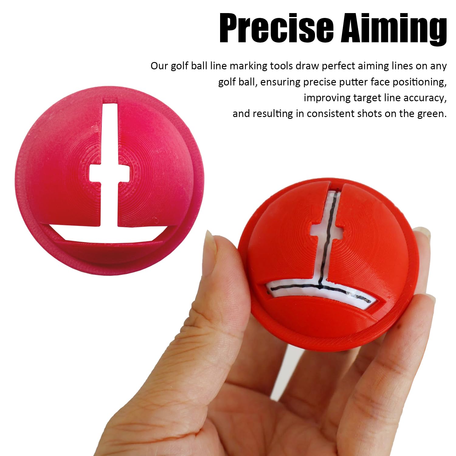 3Pcs Golf Ball Line Marker Tool with Marking Pen, Professional Impact Ball Liner Stencil for Tour Players,Golf Chipping Direction Indicator Accessories for Precision Putting - 5