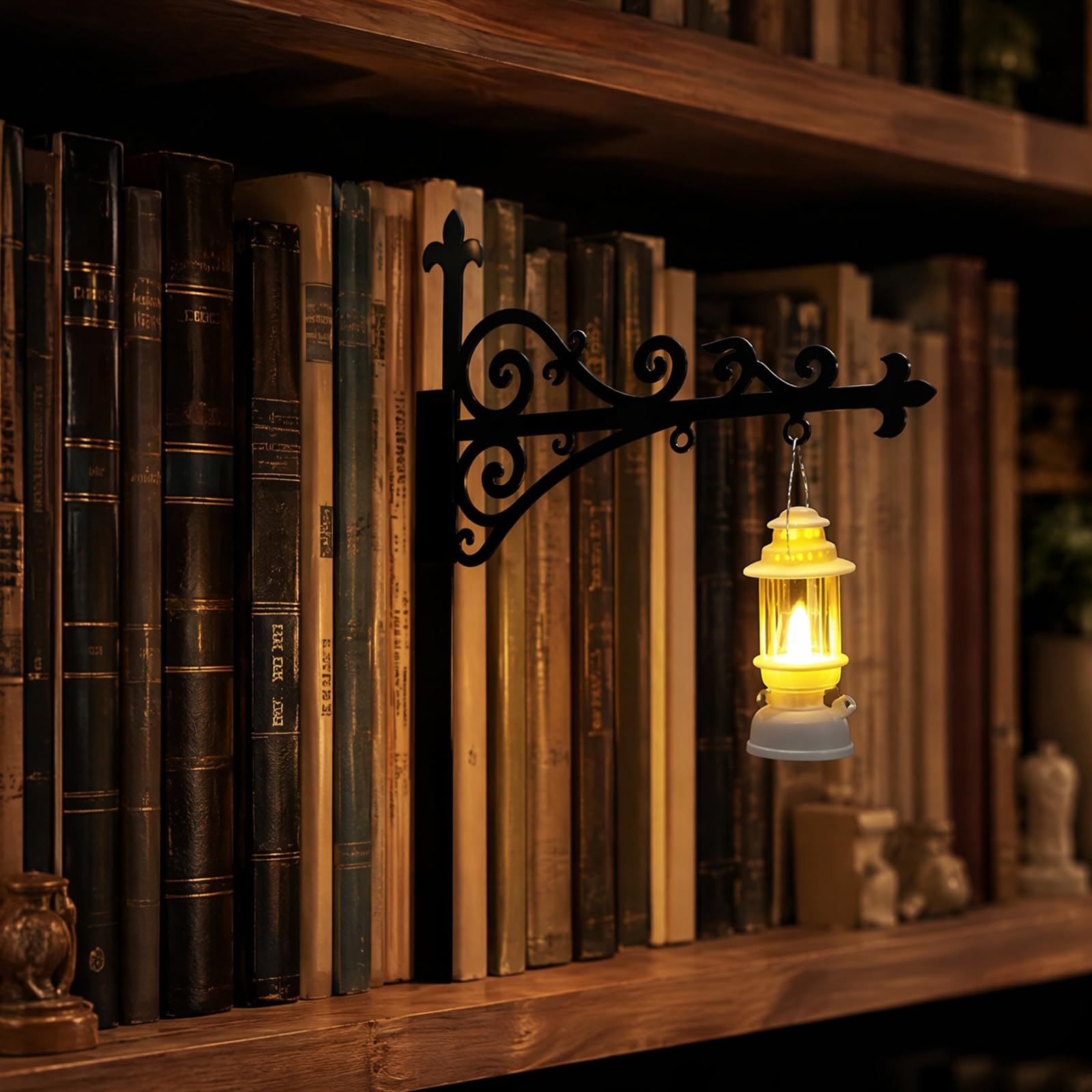 Vintage Library Bookshelf Lamp, LED Book Nook Light for Reading Corner