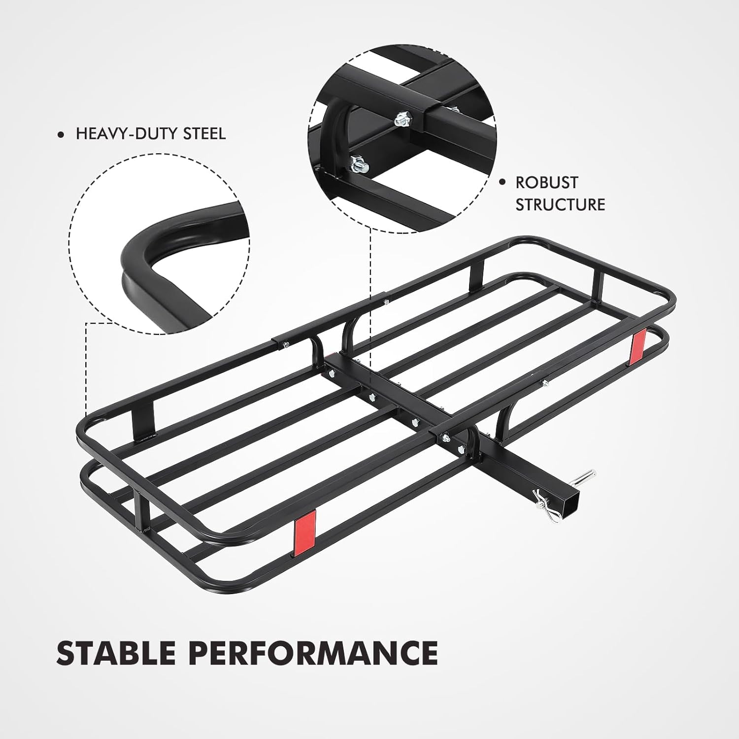 500 LBS Hitch Mount Cargo Carrier Basket, 53"x 19"x 6", Heavy Duty Luggage Basket with 2 Inch Receiver for SUV,Pickup Truck,Camping & Travel