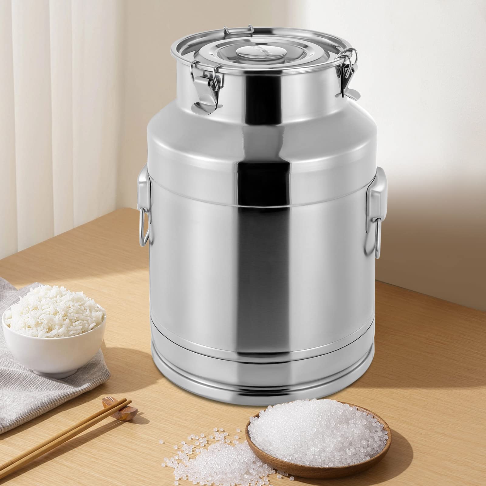 GTHTUHFD Heavy Duty Stainless Steel Milk Can With Spigot, 7.4 Gallon Sealed Lid Bucket For Wine, Milk, Water Tote Jug,7.39 Gallon