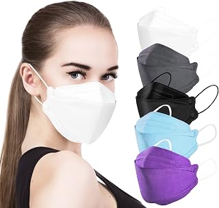 akgk KN95 Face Masks 50 Pack, 5-Ply Disposable Multicolor Face Mask Against PM 2.5 Smoke and Dust