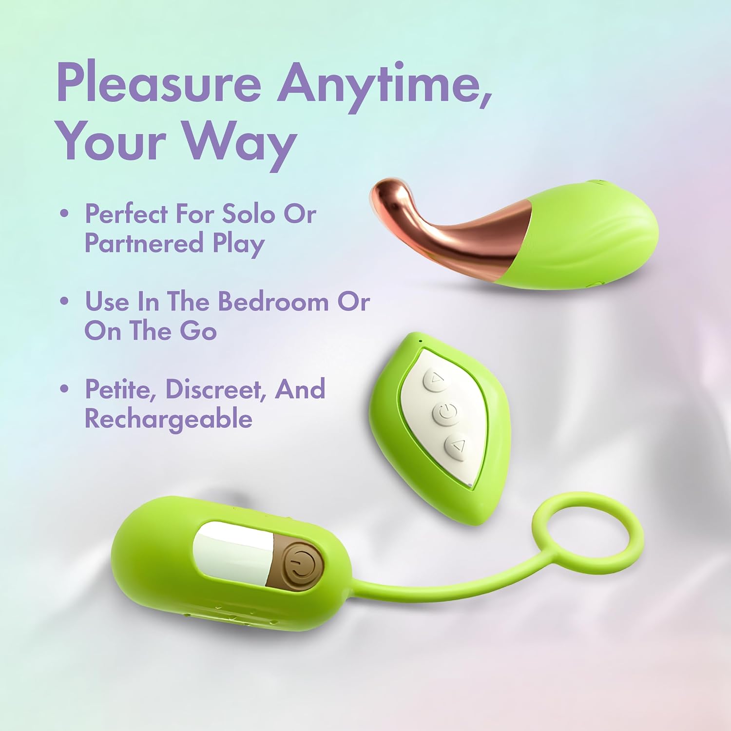 Blush Play with Me Blooming Bliss 4 Piece Set - Mini Clitoral Massage Wand & Egg Vibrator with Wireless Remote - USB Travel-Friendly Charging Case - Finger Loop Attachment - Adult Sex Toy - Green