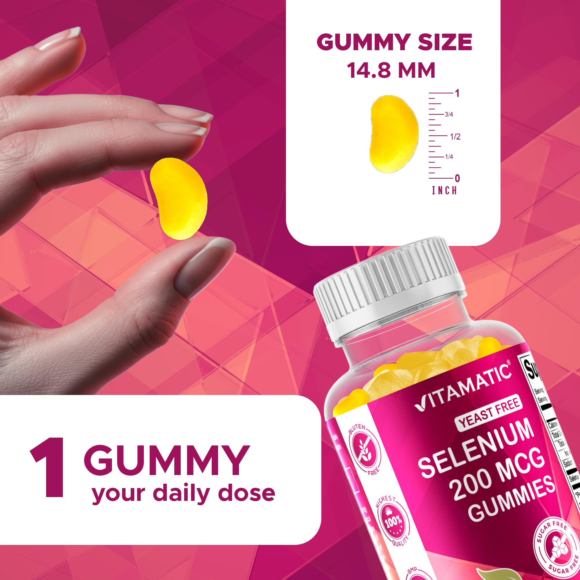 Vitamatic Selenium 200 mcg Gummies, 90 Count, Sugar Free, Yeast Free — Amazon image 3