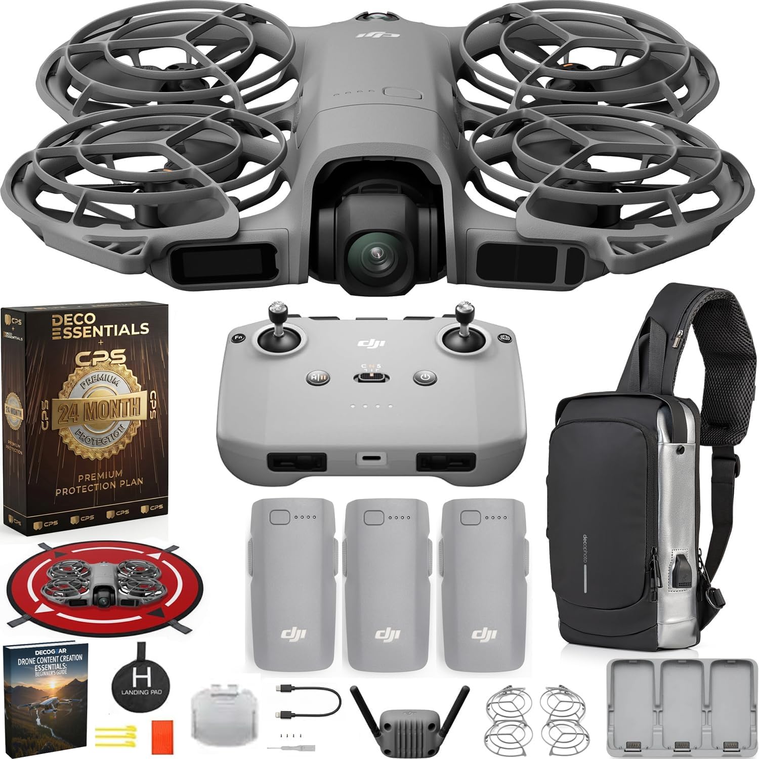 Neo 2 Drone Fly More Combo 4K Camera Bundle with Tech Smart USA Drone Essentials Plus Software Bundle + Deco Gear Drone Landing Pad + Deco Essentials CPS 2 Year Protection Pack + Sling Backpack