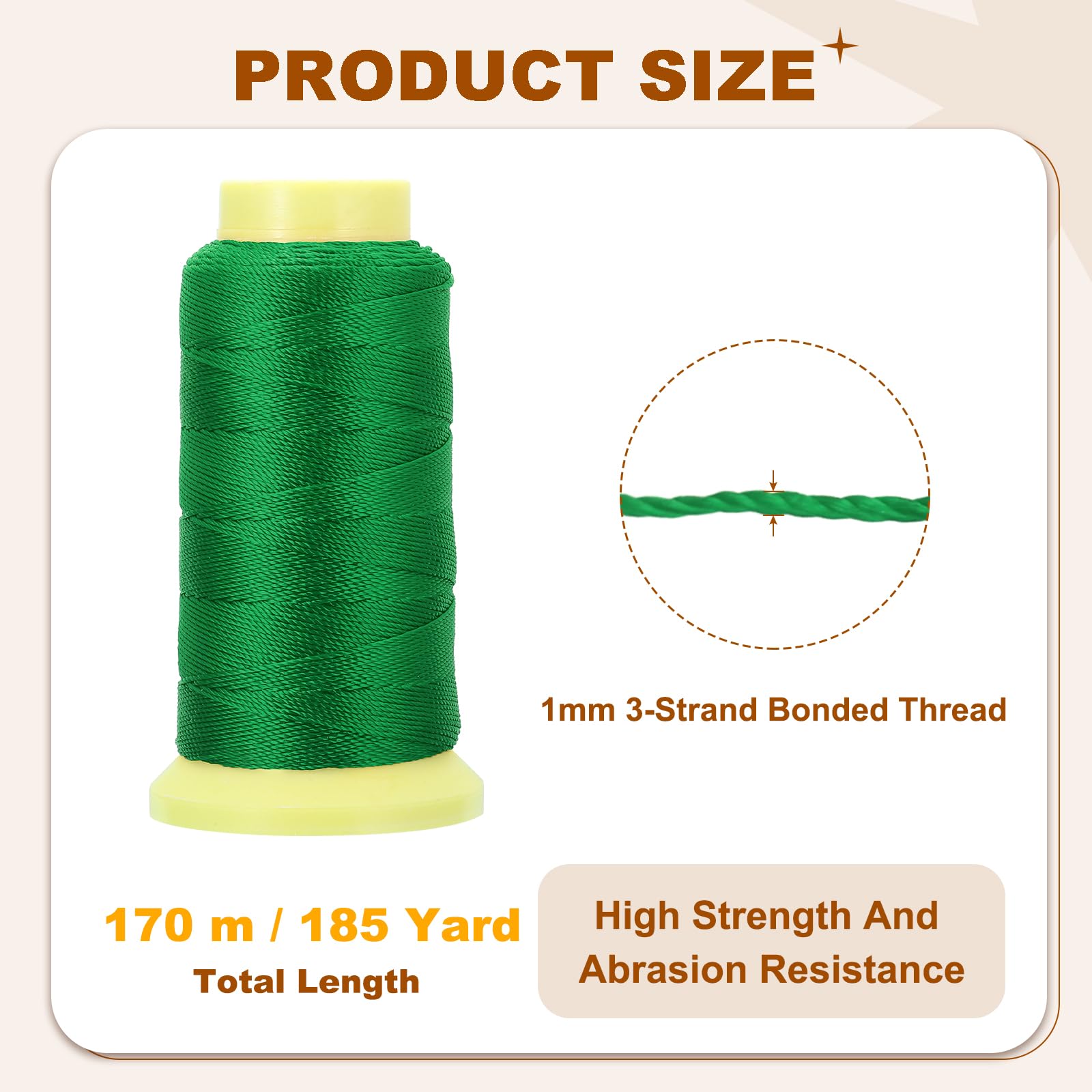 PATIKIL Bonded Thread, 1 mm 190 Yards Polyester Sewing Cord for Weave Bracelets Pendant Ropes Macrame Bookbinding DIY Craft, Green - Image 2