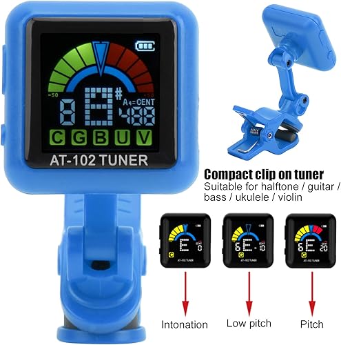 Miniatura 2 de Afinador de guitarra recargable, afinador USB con aroma a guitarra Clipon Afinador recargable con batería incorporada para guitarra, bajo, violín,