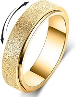 Vista 13 de Titanium Stainless Steel Anxiety Ring for Women Men Fidget Spinner Ring, Size 6-12, Width 6MM, 5-Color: Rose Gold-Rainbow-Silver-Black-Blue