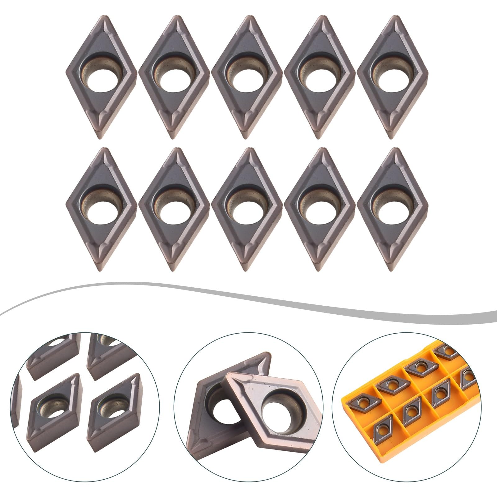 Lot de 10 inserts de tour CNC en carbure de tungstène DCMT11T308 VP15TF pour tournage du métal avec coupe et longue durée de vie