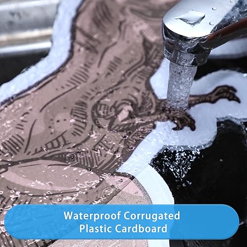 Miniatura 4 de 8 letreros de dinosaurio para patio, decoración de césped al aire libre, impermeables, de plástico corrugado con estacas para niños, suministros de