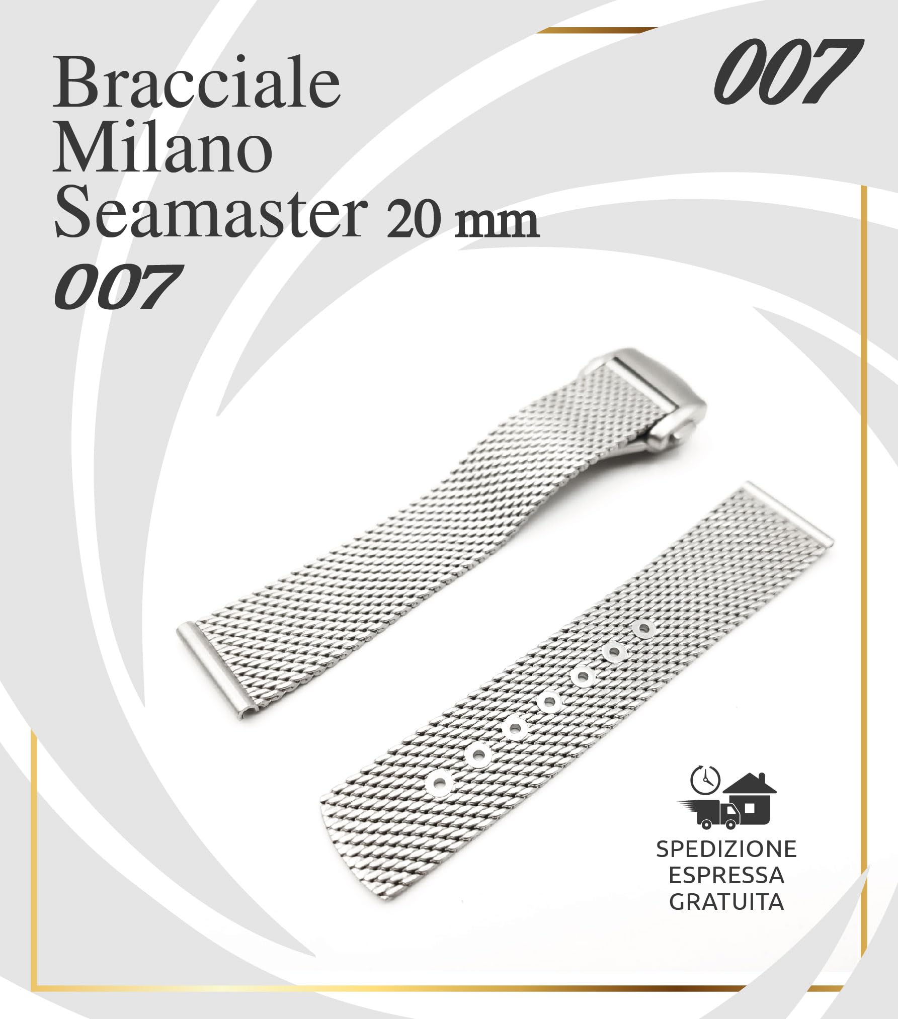 Milano-Armband Silber Voll INOX 316L MIilan ONE MORE Armband 20 mm kompatibel mit Omega Seamaster 007" Sub Diver