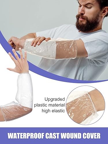 Miniatura 6 de Sosation 50 fundas impermeables para brazo para ducha, baño, protector de manga de brazo, fundas protectoras de vendaje largo para adultos, fundas