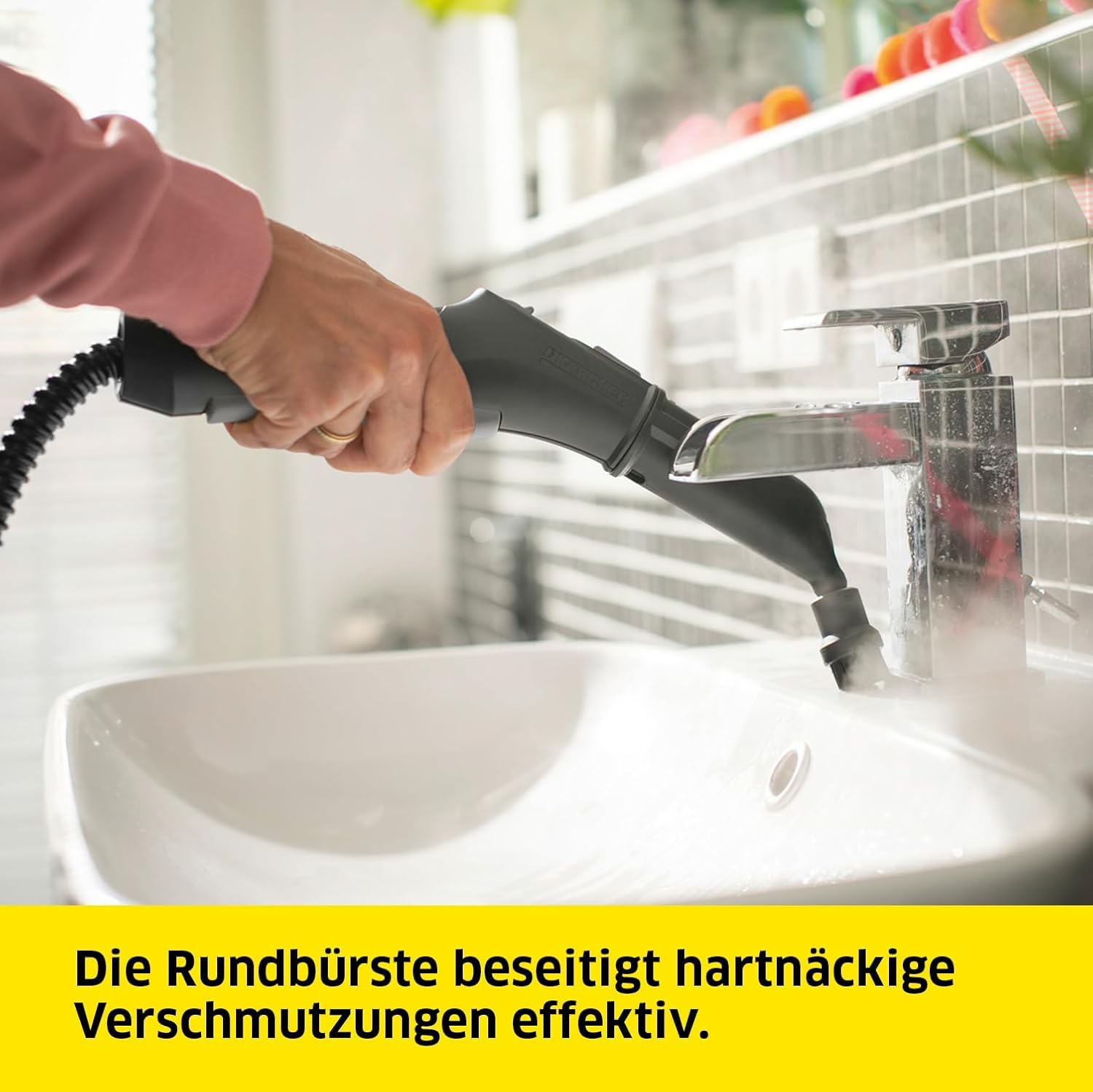 Kärcher Dampfreiniger SC 2 Deluxe, Flächenleistung: ca. 75m², Tank: 1 l, Dampfdruck: max. 3,2 bar, Aufheizzeit: 6,5 min., Heizleistung: 1.500 W, mit Bodenreinigungsset EasyFix und 3 Düsen,Single
