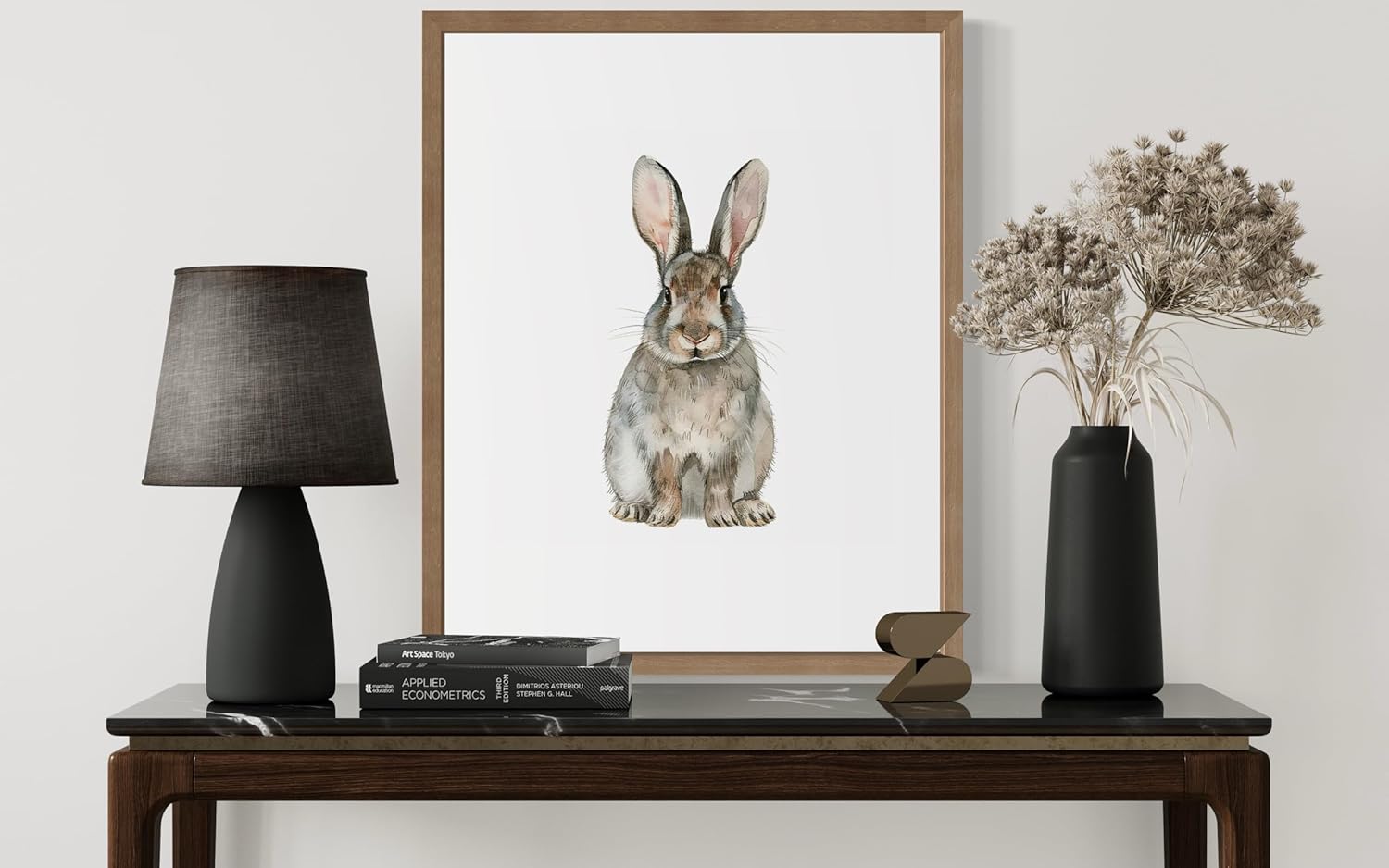 HomeArtPrint Rabbit Watercolor Art Print Poster, Animal Wildlife Nature Cute Paintings Wall Art for Bedroom Bathroom Living Room Decor 98C (Rabbit, 11 x 14 inches, Wood Frame)